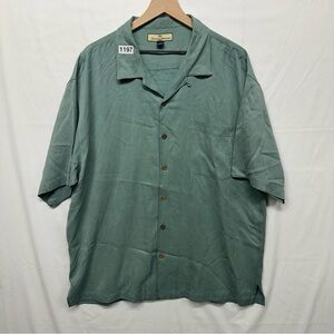 Tommy Bahama Men’s 100% Silk Camp Shirt Green XL